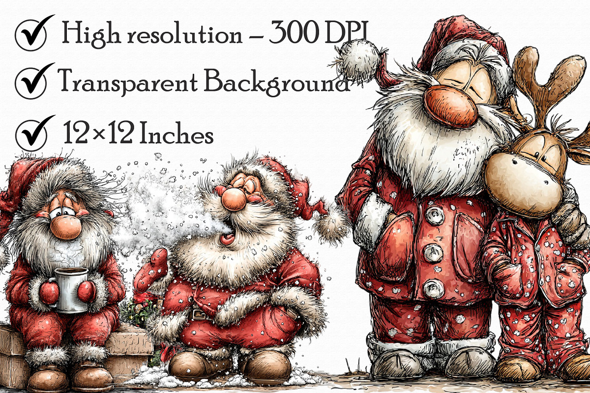Funny Christmas Santa Clipart, an Illustration by Libby Wishes (Photo 2 of 9)