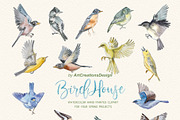Watercolor Birdhouse Clipart Set, a Seasonal Illustration by ArtCreationsDesign (Thumbnail 6 of 12)