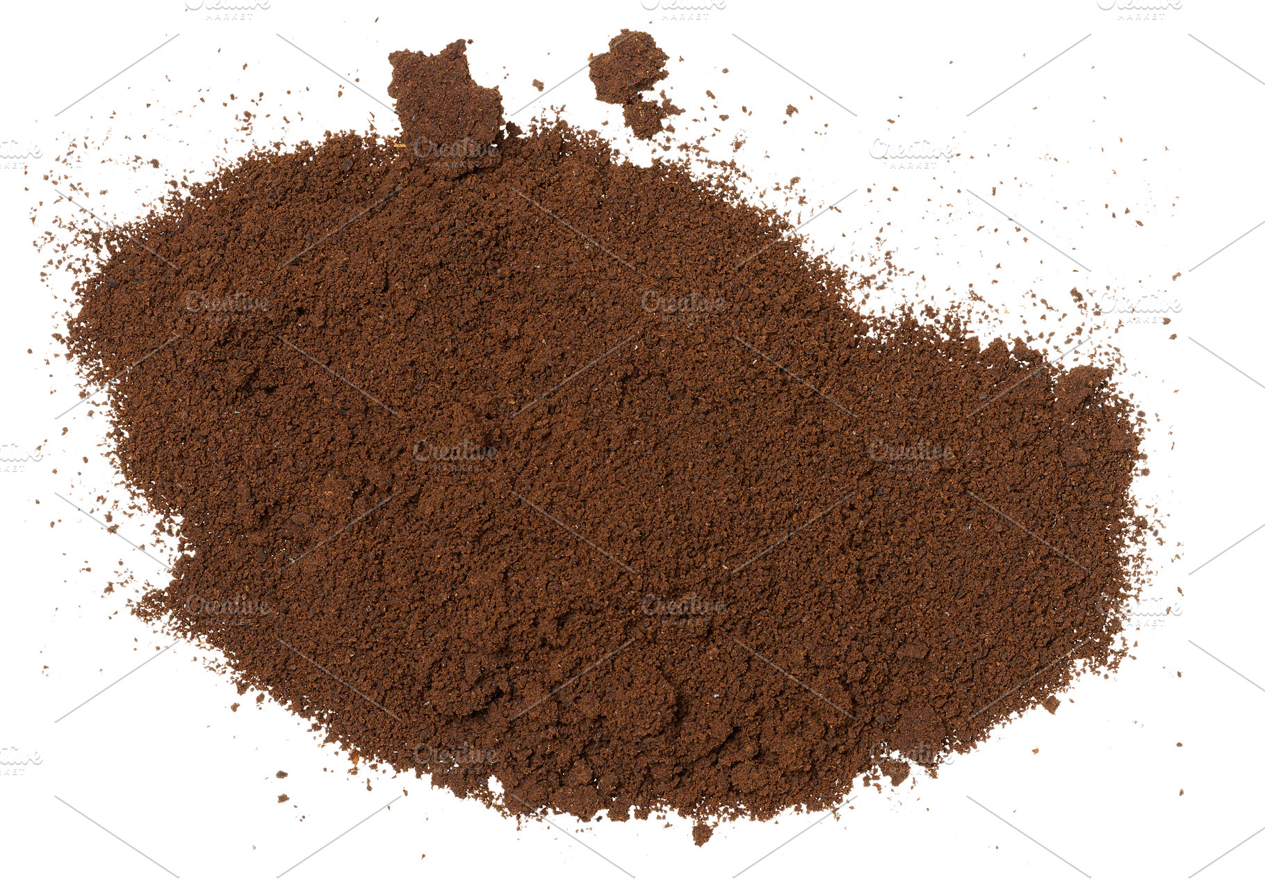 A pile of dark brown finely ground coffee, top view. Coffee is s, a Food & Drink Photo by ndanko