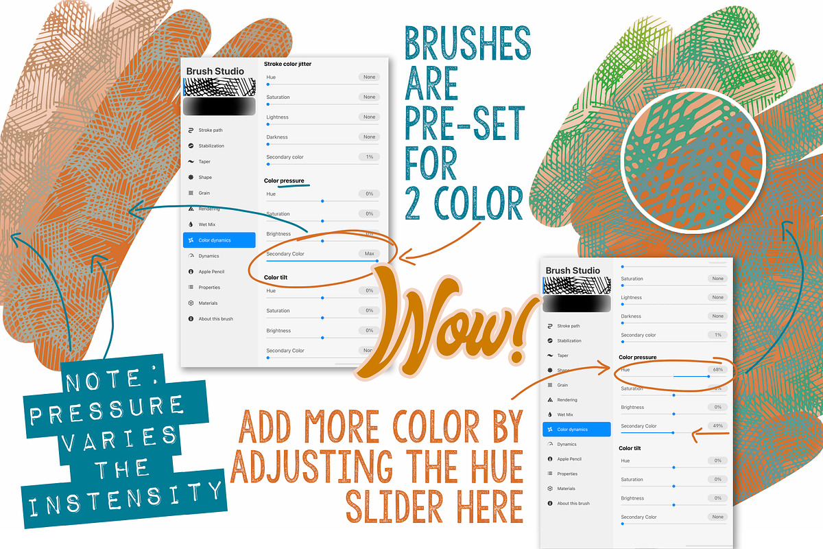 2 Color Procreate Pattern Brushes, a Brush Add-On by DeloresArt (Photo 4 of 10)