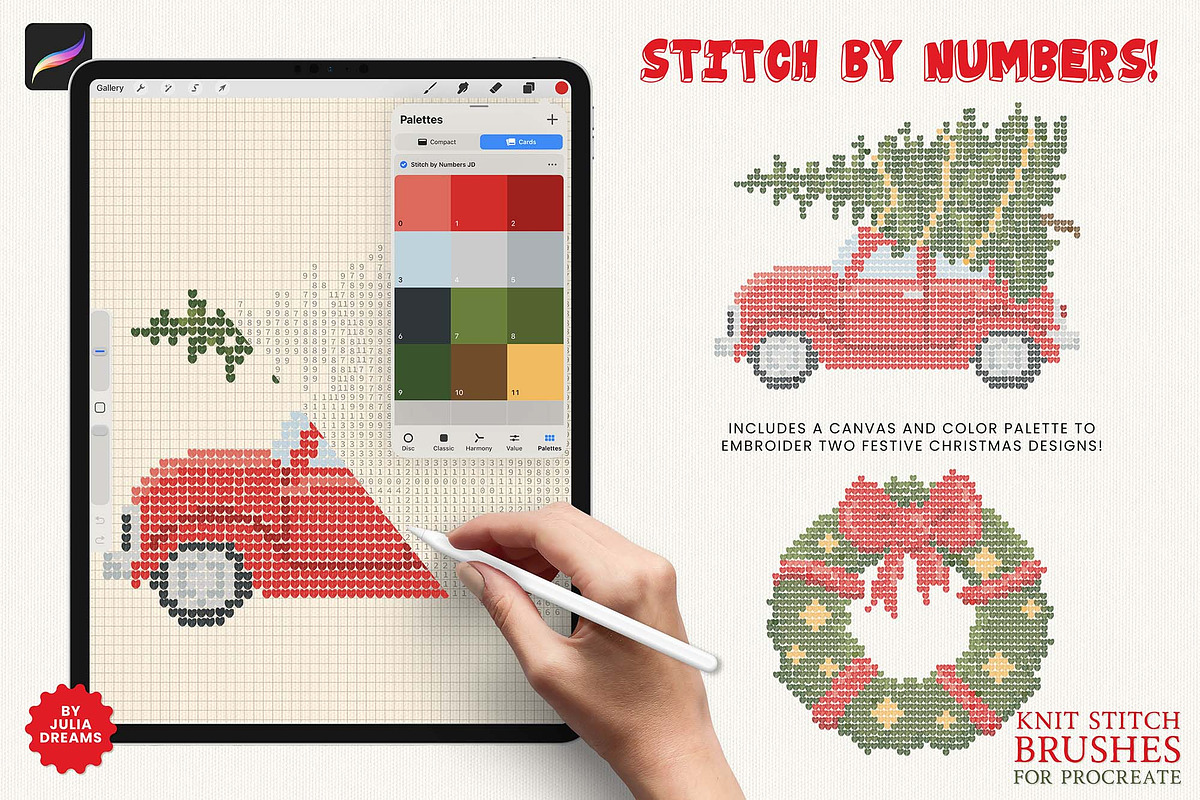 Knit Stitch Brushes for Procreate, a Brush Add-On by Julia Dreams (Photo 3 of 6)