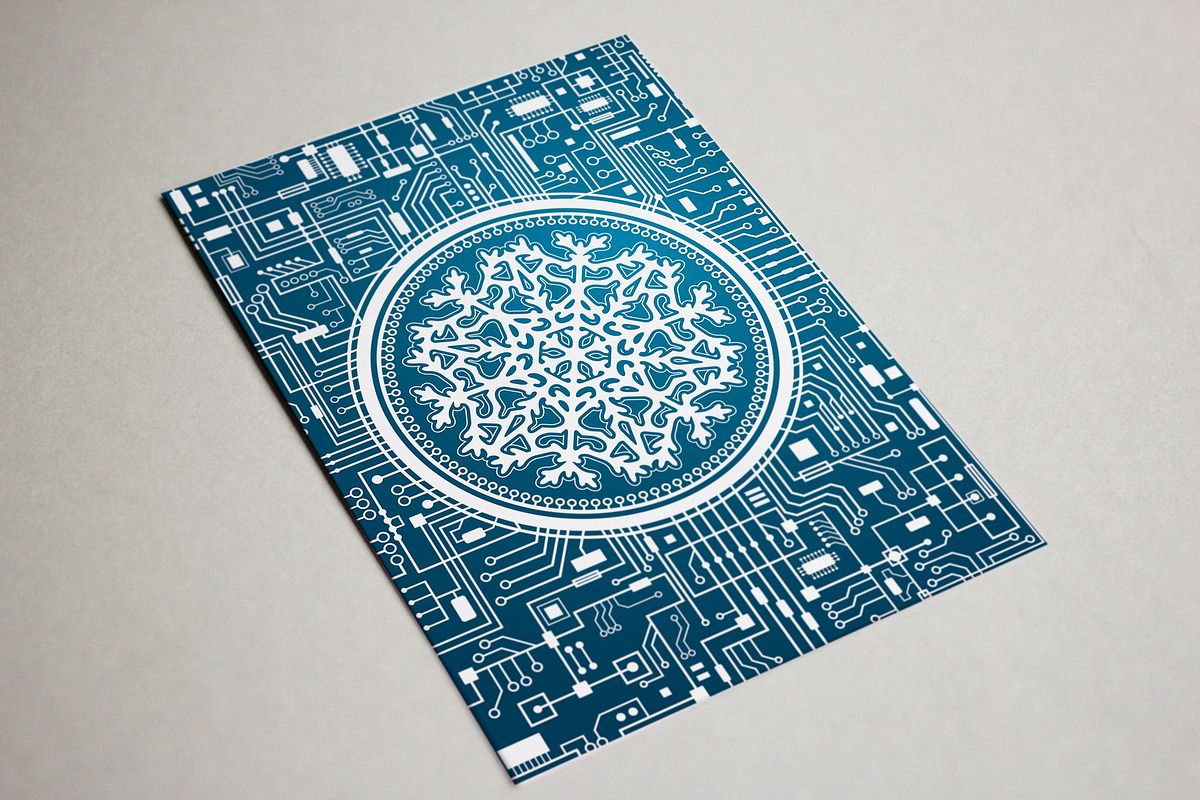 IT Christmas card with snowflake, a Technology Illustration by MSA-Graphics (Photo 4 of 5)