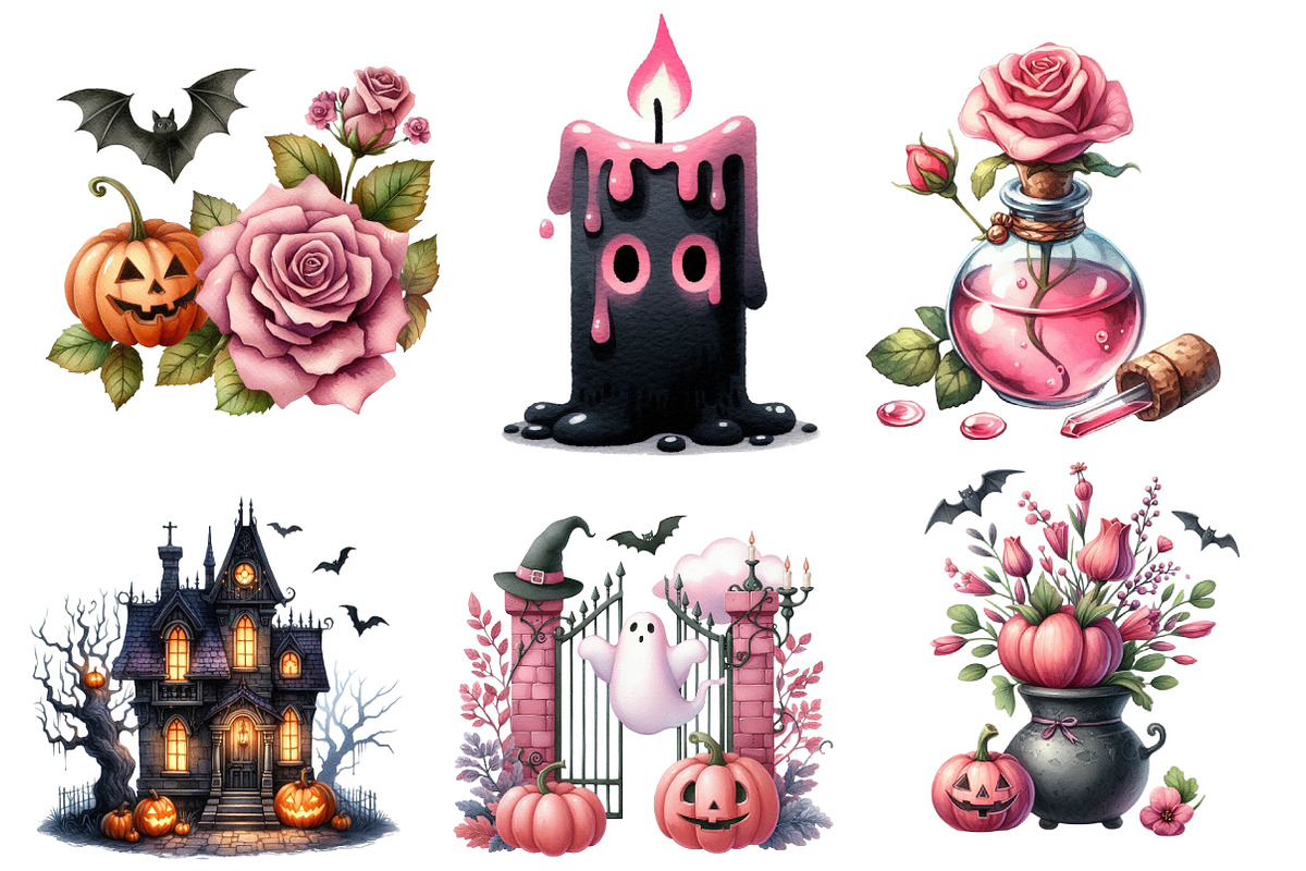 Pastel Goth Halloween clipart, an Illustration by Designworld (Photo 2 of 6)