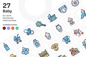 Baby Icons Set - Filled Line, an Icon by Kmg Design