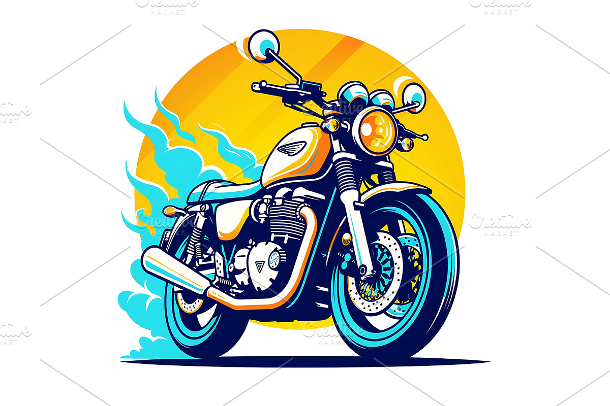 Retro Biker Ride PNG Illustration, a Transportation Illustration by Ghagra (Photo 2 of 3)