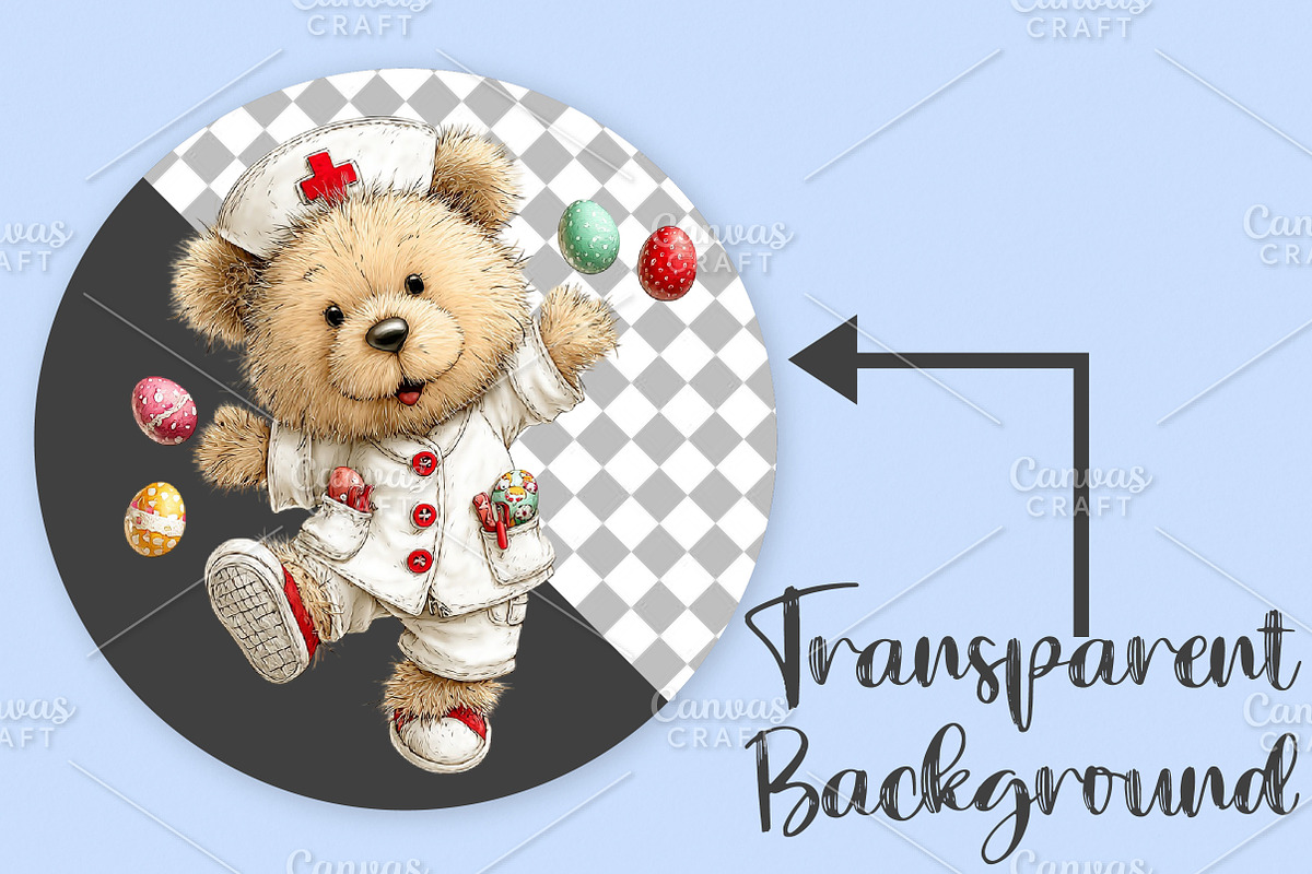 Whimsical Easter Nurse Teddy Clipart, an Illustration by Canvas Craft (Photo 2 of 7)