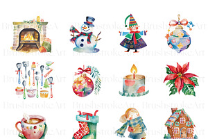 Watercolor Christmas Clipart, Cozy