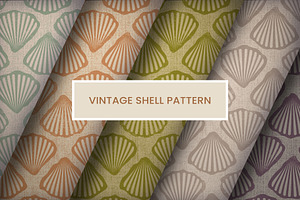 Vintage shell seamless boho pattern