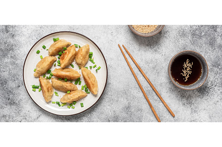 Traditional asian dumplings gyoza