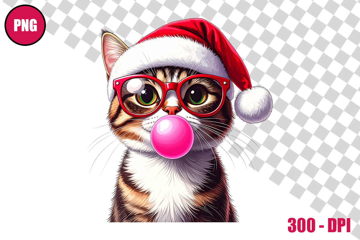 Christmas Cat Bubble Gum Clipart, an Animal Illustration by taramija (Photo 7 of 11)