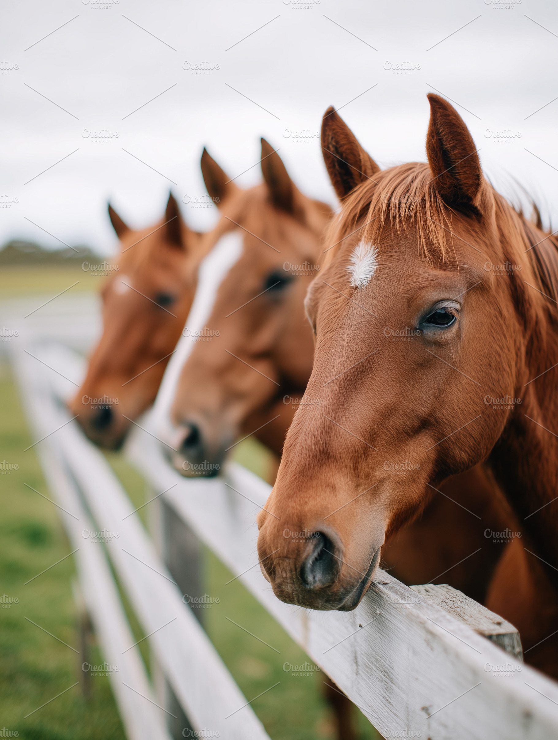 Three brown horses standing by, an Animal Photo by MistyDay