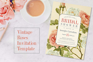 Vintage Roses Shower Invitation
