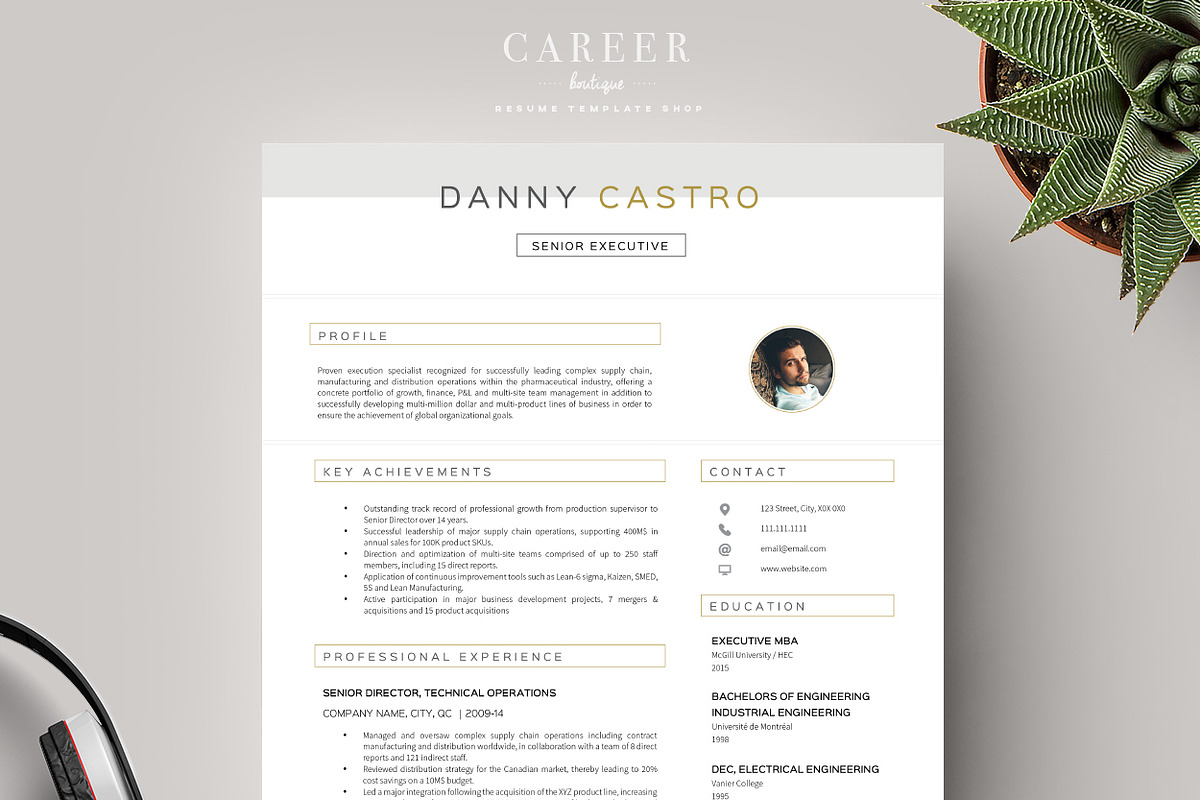 Modern Resume & Coverletter Template, a Resume Template by careerboutique (Photo 1 of 6)