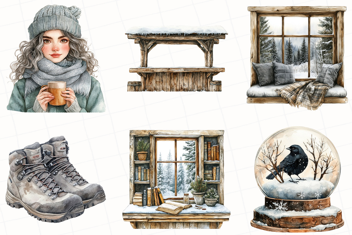 Foggy Winter Cottage Clipart, an Illustration by OK Design (Photo 5 of 5)