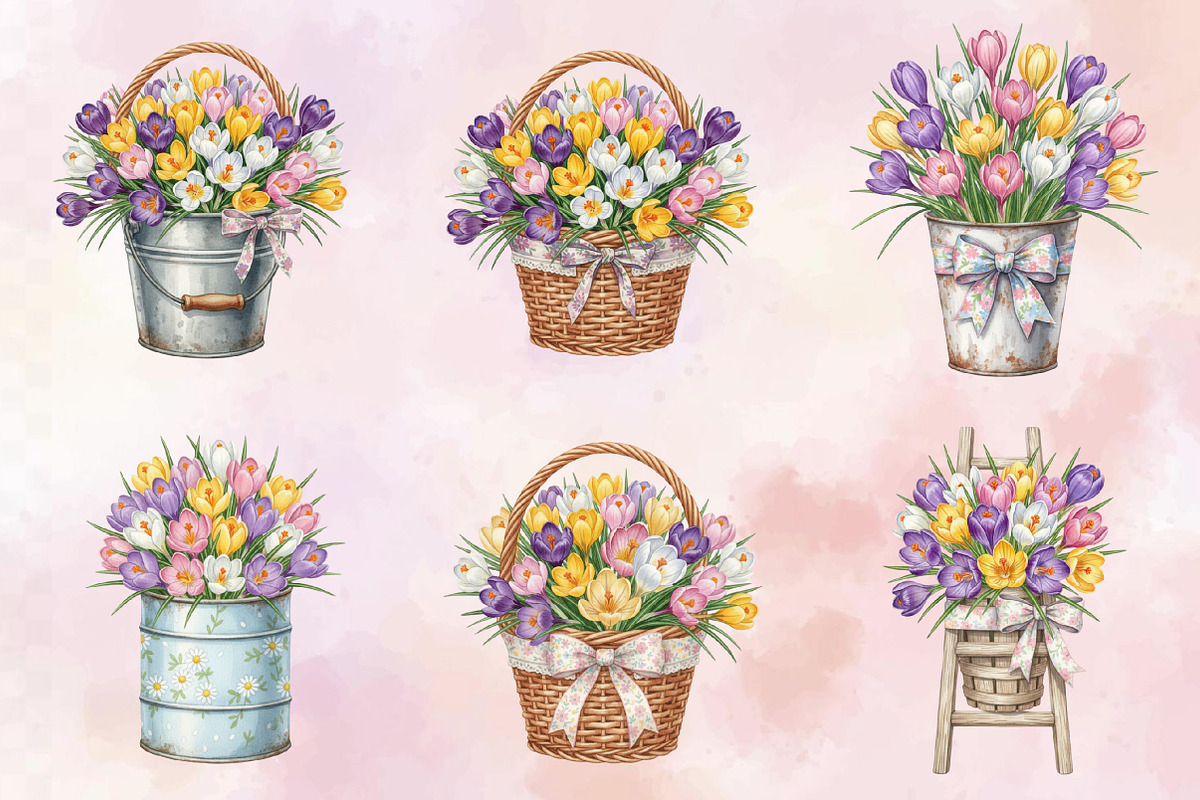 Watercolor Crocuses Clipart Bundle., an Illustration by SVGArt (Photo 6 of 9)