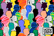Colorful People Collage Pattern #2, a Pattern Graphic by Dedraw Studio (Thumbnail 1 of 3)
