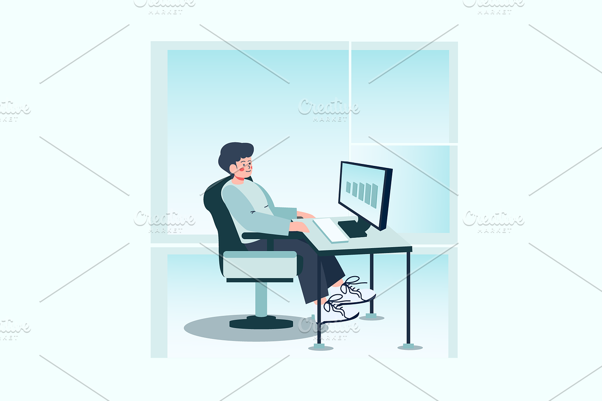 Man Monitoring Business Profit Graph, a Finance Illustration by Ahmad_Studio