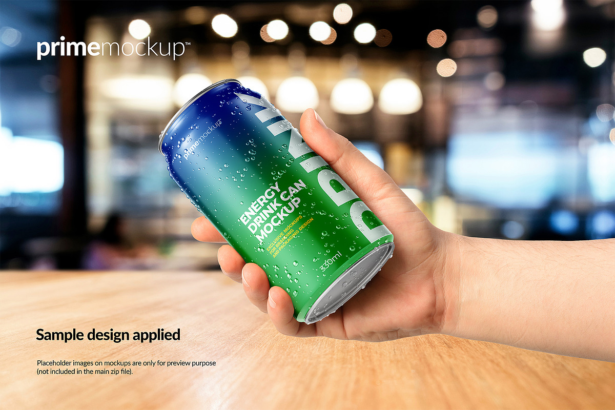 330 ml Energy Drink Can Mockup Set, a Packaging Mockup by PrimeMockup (Photo 9 of 11)