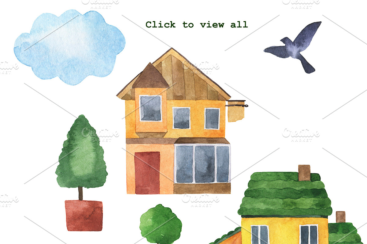Country house set, an Illustration by Watercolor & sketches (Photo 2 of 7)