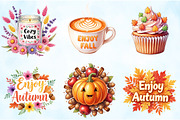 Watercolor Enjoy Autumn Clipart, an Illustration by Craft Nest (Thumbnail 4 of 9)