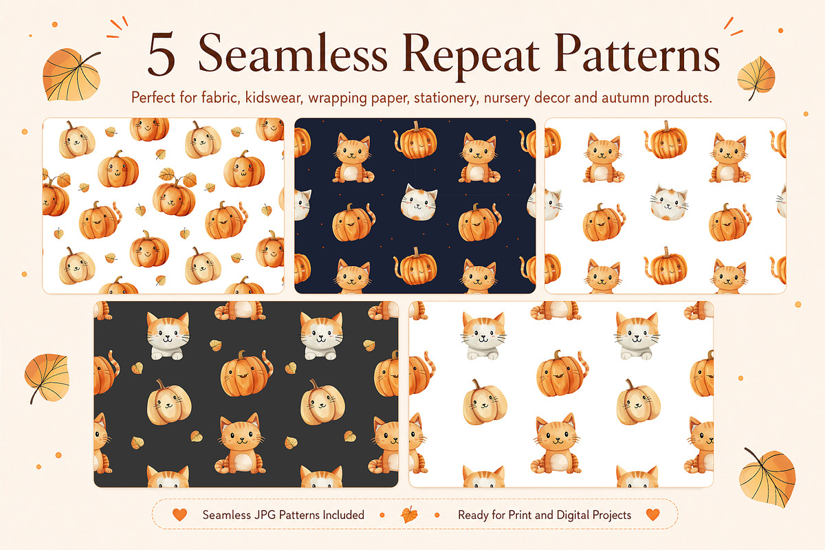 Pumpkin Cat Bundle, a Seasonal Illustration by GoldmoonUA (Photo 3 of 5)