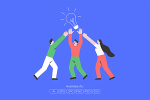 Teamwork Idea Collaboration Vector, a Person Illustration by Partikusi Design