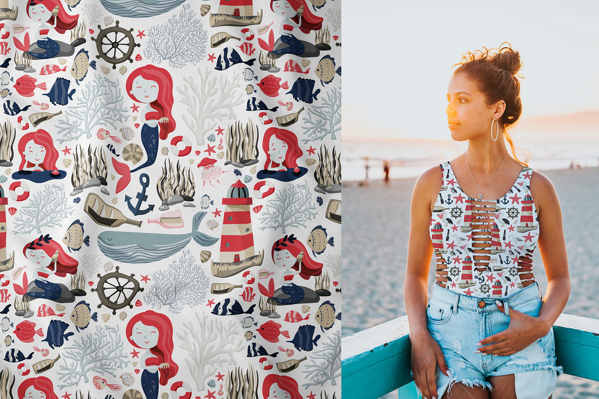 Mermaids. Patterns, a Pattern Graphic by helgascandinavus (Photo 4 of 8)