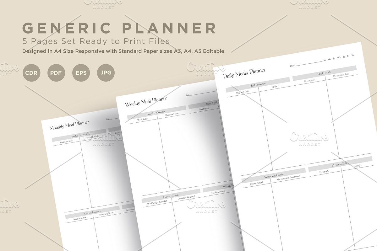 Meal Planning Pages Set V-15, a Stationery Template by shahsoft (Photo 1 of 3)