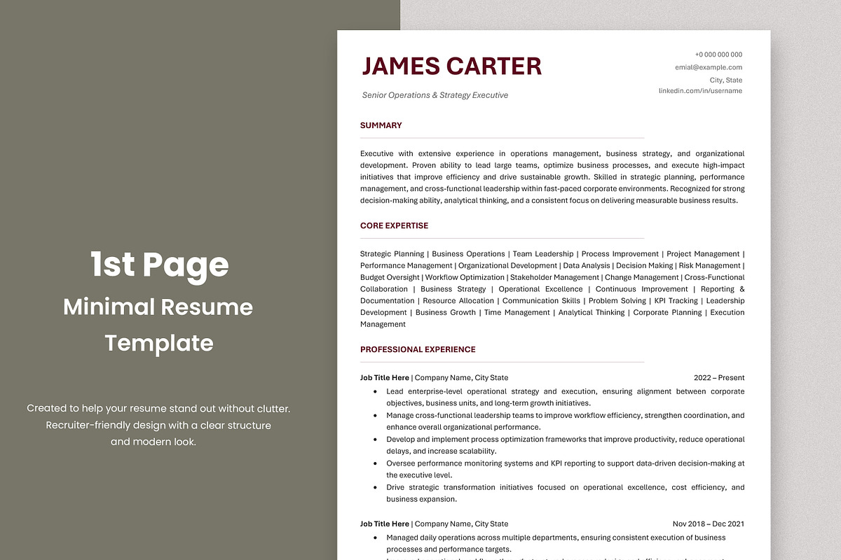 ATS Resume Template / Career CV, a Resume Template by Anjum Ilyas (Photo 2 of 7)