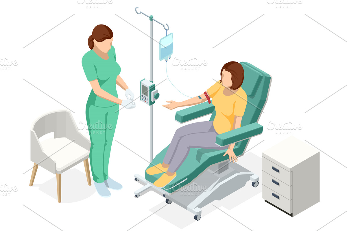 Isometric female patient sits in a, a Healthcare Illustration by Golden Sikorka