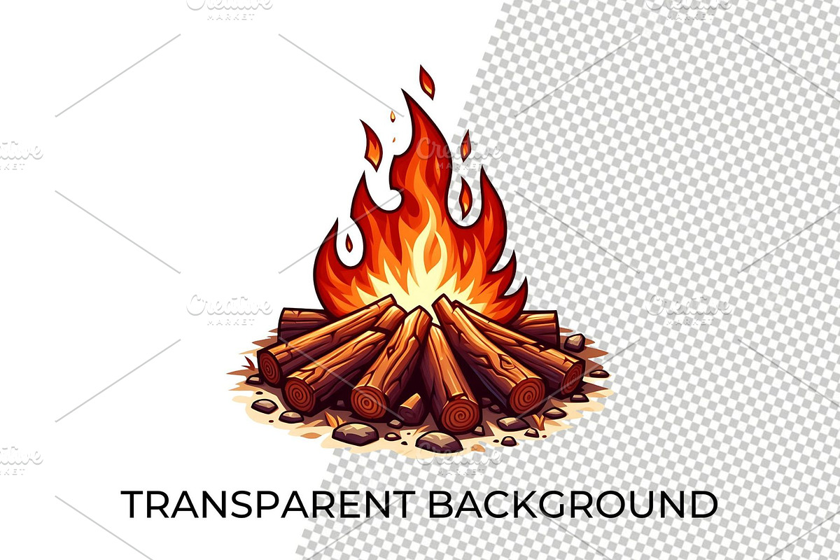 Campfire Clipart PNG Bonfire Art, an Object Illustration by QM_ART (Photo 4 of 7)