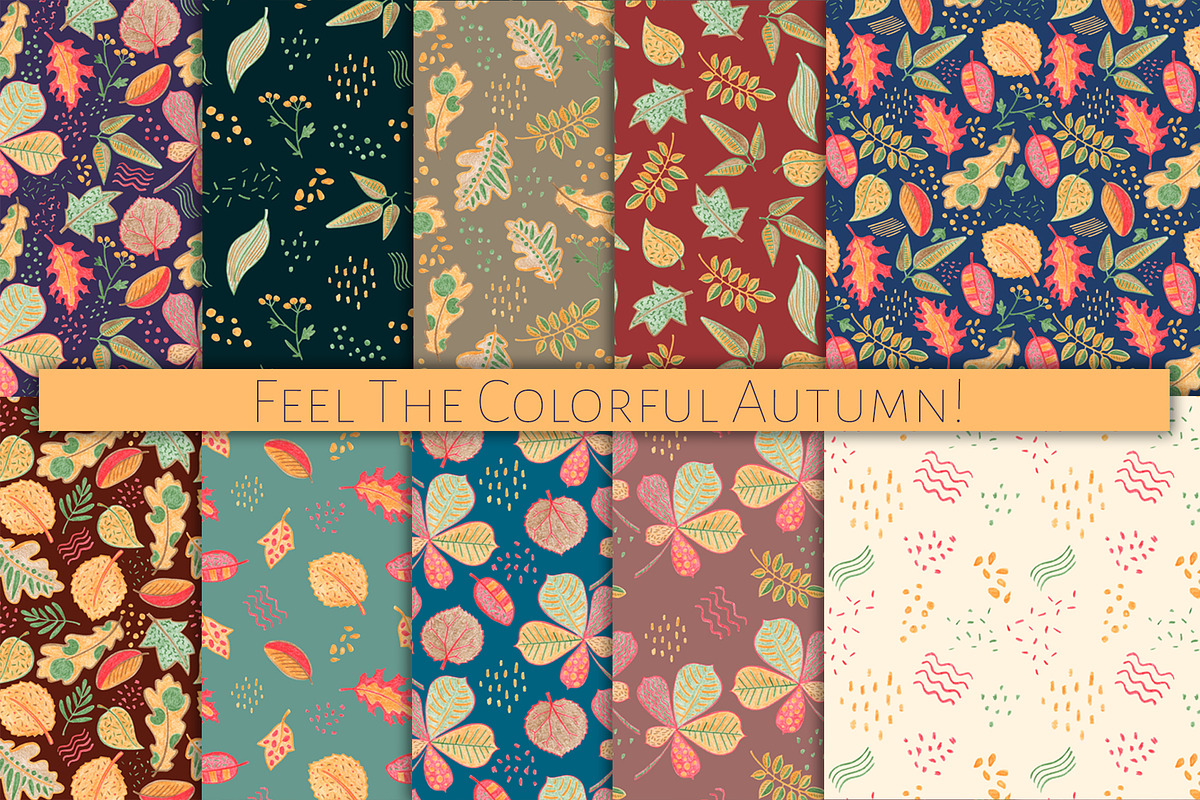 Autumn Leaves Seamless Patterns, a Pattern Graphic by RabbitAndPencil (Photo 6 of 6)