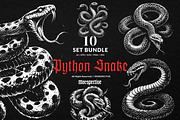 10 Bundle Dark Art Python Snake, an Illustration by Morspective (Thumbnail 1 of 7)