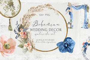 Bohemian Wedding Decor Watercolor