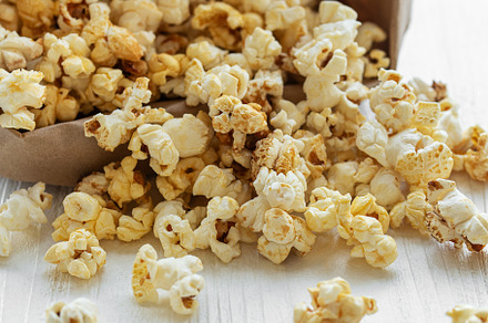 Tasty salted homemade popcorn, a Food & Drink Photo by Olena Rudo