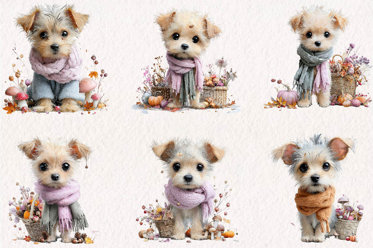 Cute Whimsical Watercolor Fall Dog, a Seasonal Illustration by CreationArt (Photo 3 of 7)