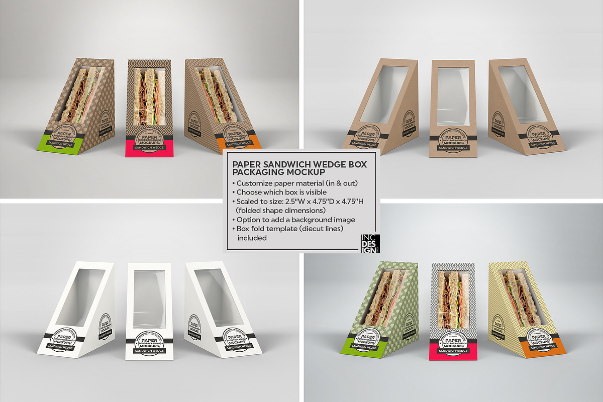 Sandwich Wedge Box Packaging Mockup, a Cups & Container Mockup by INCDesign (Photo 5 of 10)