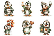 Cute Penguins Valentine Clipart, an Illustration by CraftArtStudio (Thumbnail 5 of 6)