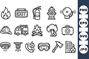 Fire Safety Icon Clipart Set, an Illustration by designvectx (Thumbnail 1 of 3)