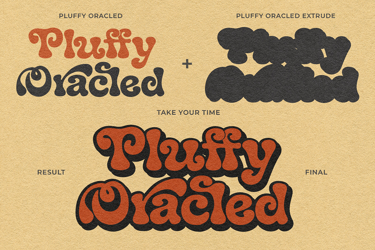 Pluffy Oracled – Groovy Retro Vibes, a Handwritten Font by Black Junst (Photo 3 of 13)