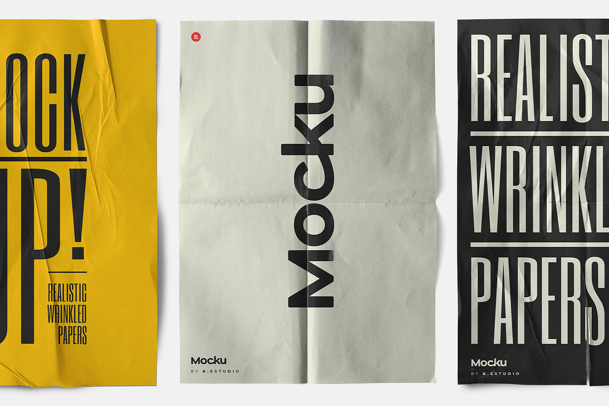 Wrinkled Papers and Plastics Mockups, a Poster Template by Mocku (Photo 3 of 13)