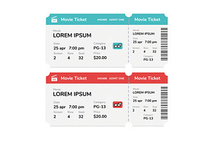 Realistic modern cinema tickets