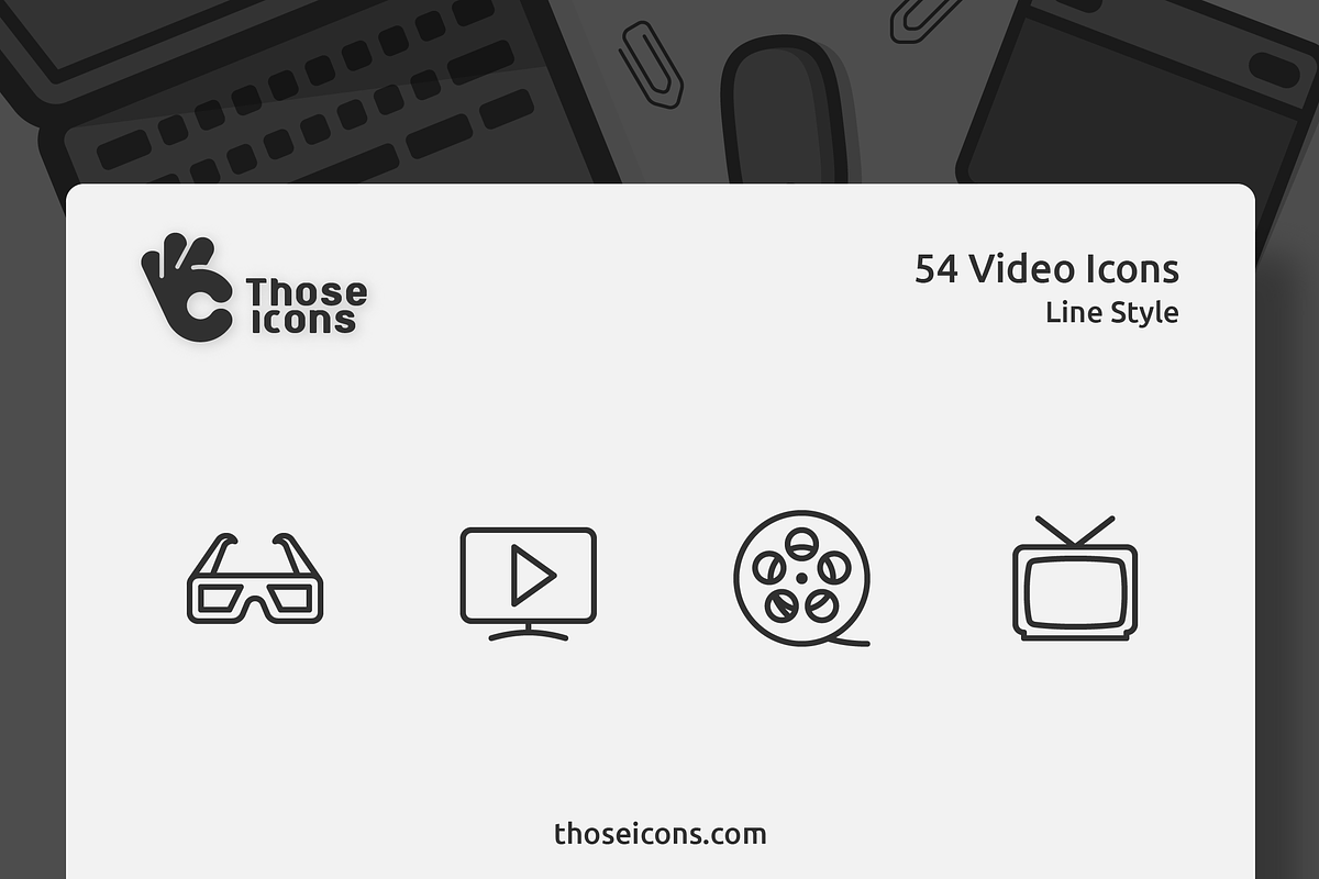 54 Video Vector Line Icon, an Outline Icon by Those Icons (Photo 1 of 2)
