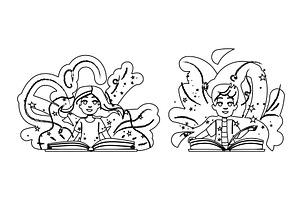 s spell book kid vector, a Person Illustration by pikepicture