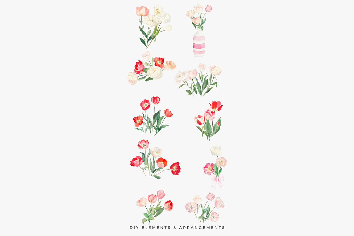 watercolor clipart tulip set, a Decorative Illustration by Patishop Art (Photo 10 of 11)