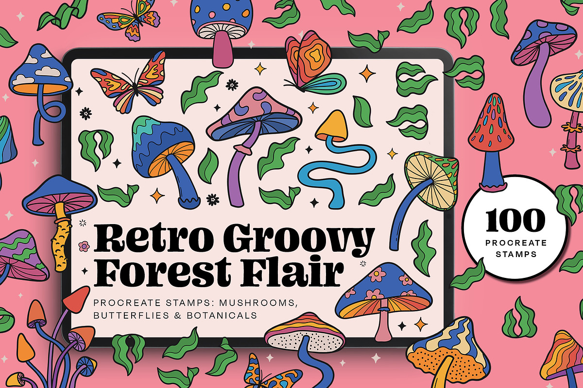 Procreate Retro Groovy Bundle, a Brush Add-On by Pencil Twist (Photo 6 of 13)