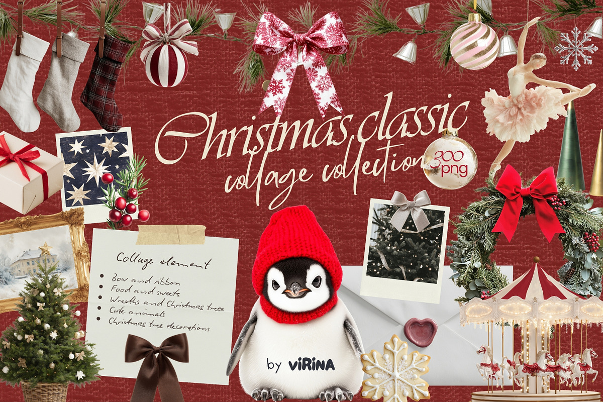 Christmas classic collage pack, an Object Graphic by VirinaDesign (Photo 1 of 13)