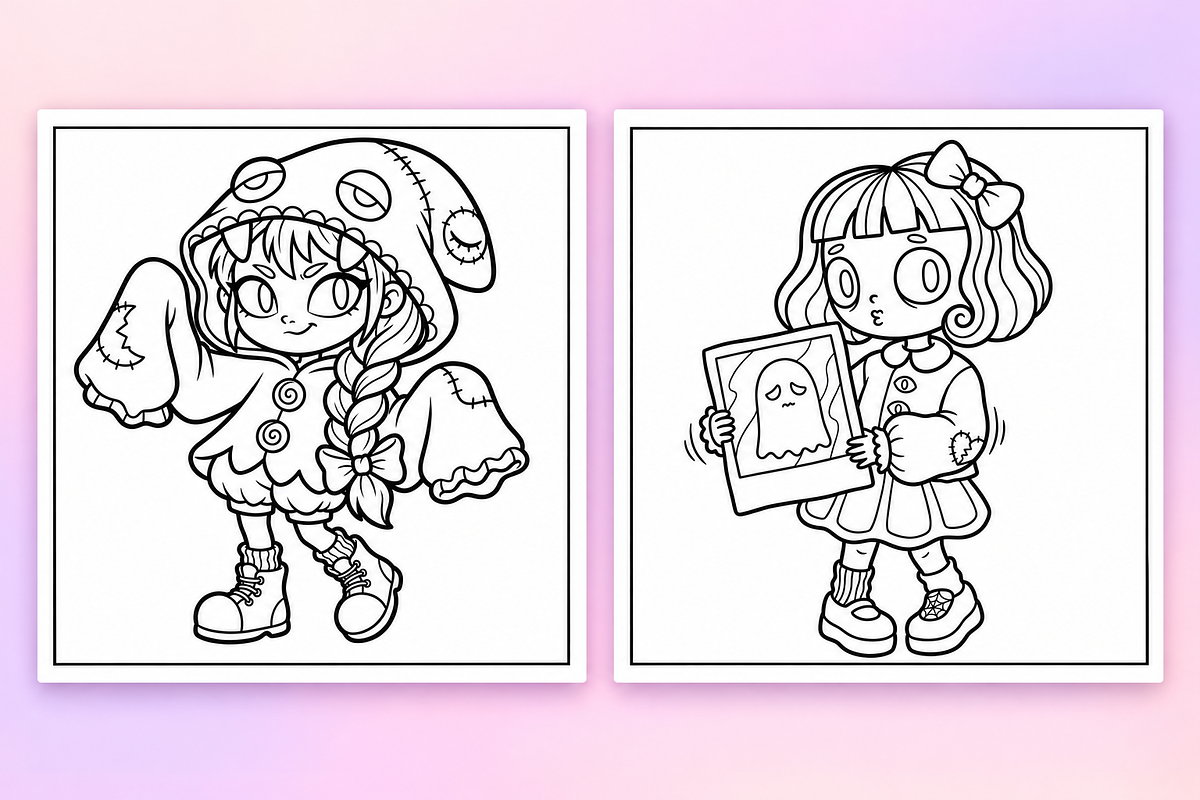 Eerie Girl Coloring Pages Vol. 1, a Person Illustration by Inkivelle Studio (Photo 2 of 3)