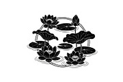Lotus Pond Silhouette SVG Bundle, an Illustration by yasushie (Thumbnail 10 of 31)