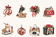 Glam Fashion Christmas Clipart, a Seasonal Illustration by BusyDaydesign (Thumbnail 2 of 9)